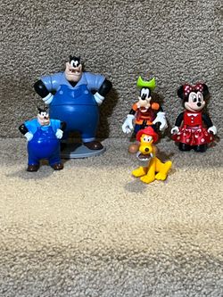 Disney lot of 5 figure pvc Pete &  Fireman Pluto & Duplo Minnie  mouse & Goofy