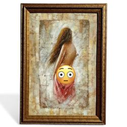 👸 Large Framed Figurative Painting – Modern Decorative Art (42x30 in)