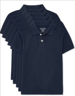 New Boys Children's Place Navy Blue School Uniform Shirts Blue Size Medium 7/8 7 8 Camisas Para La Escuela Azules Mediana 7/8