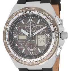 Men's Citizen Promaster Air Skyhawk A-T Chronograph Leather Strap Watch - 46MM