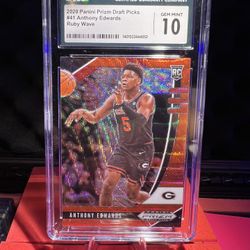 2020 Panini Prizm Draft Picks Anthony Edwards Ruby Wave CGC GEM MINT 10 RC #41