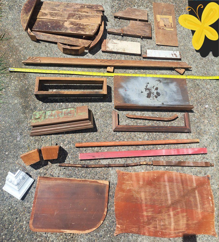 40 Unique Salvaged Wood Piece Art Craft Supplies Project Woodworking Clock Case Furniture Parts Vintage Antique 