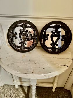 Pair of Round Decorative Wall Mirror Dark Bronze - 8-1/2” ROUND.