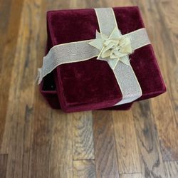 Burgundy & Gold Soft Velvet Shimmery Storage Box 