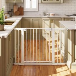 Cumbor 29.7-46" Baby Gate for Stairs, Mom's Choice Awards Winner-Auto Close Dog Gate for the House, Easy Install Pressure Mounted Pet Gates for Doorwa