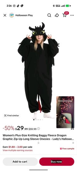 Black Dragon Fleece Onesie Costume medium large