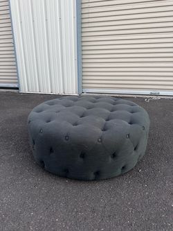 🖤 Dark Green/Blue Tufted Round Ottoman for Sale!