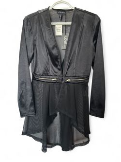 Black mesh long sleeve blazer