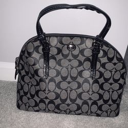 Coach Peyton Signature Cora Domed Satchel Black # F24606