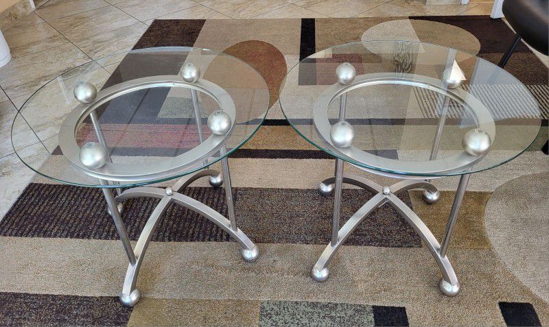 Chrome Glass Top Tables 