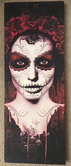 Dia de Los Muertos painting of woman on canvas