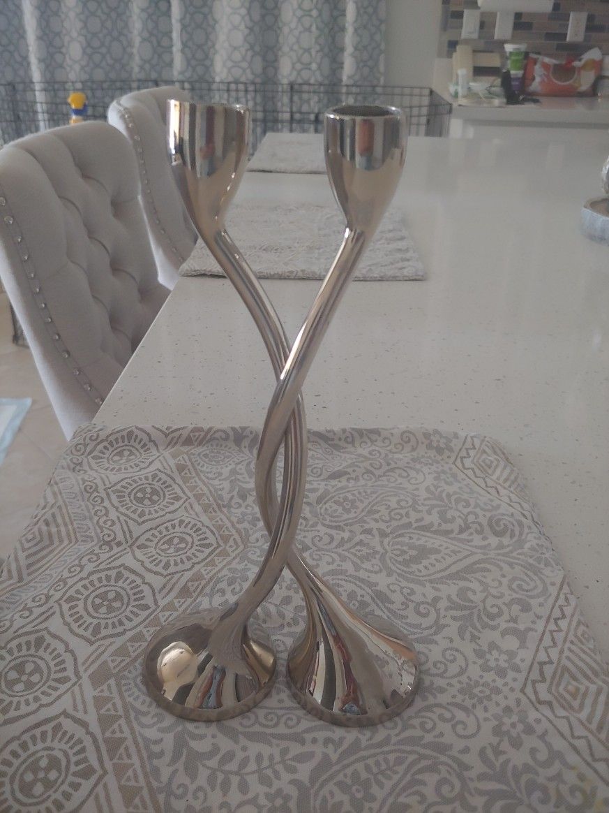 2 Elegant Romantic Heavy Candle Stick Holders