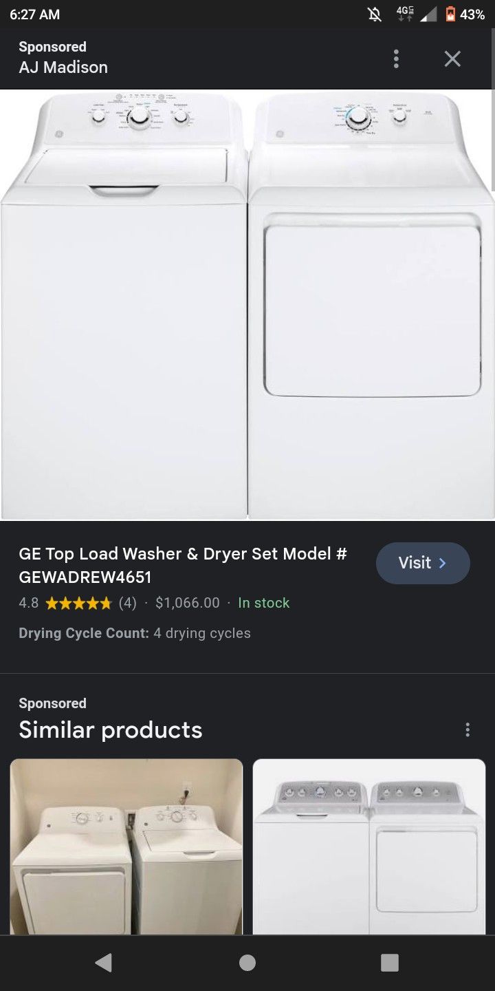 Ge Washer And Dryer Set 