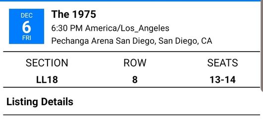 The 1975 on Friday Dec 6th