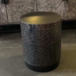 Hammered Metal Drum End Table – Dark Bronze Accent Side Table