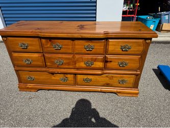 Wooden 8 Drawer Dresser  62 1/2” long  19” deep  33” tall