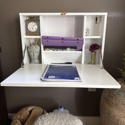 2 Wall Mounted White Desks, Makeup Station  Or Storage