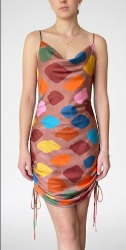 ILLA Multicolor Polka-Dot Cowl Slip Dress NWOT