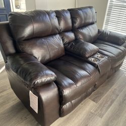 Brown Leather Couch 