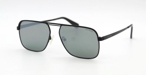 GUESS GU6939 02Q Sunglasses Black Metal Square Aviator Green Lens 58-15-150
