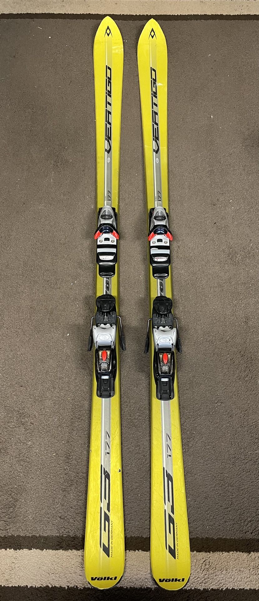 Volkl Vertigo G3 Yellow Size 177cm All-Mountain Alpine Skis + Bindings