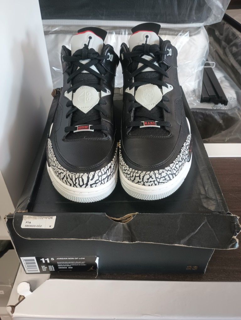 New Nike Air Jordan Son of Mars Low Black Cement Sneakers Shoes Men's Size 11.5
