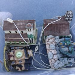  Vintage Ceramic Minature Buildings Mervyns Missions