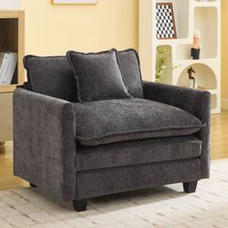 Ebern Designs Accent Chair 41.3" – Chenille Dark Gray – Set of 2, $350