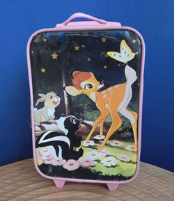 Vintage Children's Bambi Rolling Suitcase 13"×9"