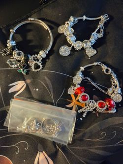 Silver Charm Bracelet Jewelry Lot