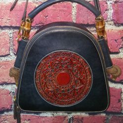 Women Handmade Embossed Handbag GENUINE LEATHER Ladies Luxury Fashion Small Bag