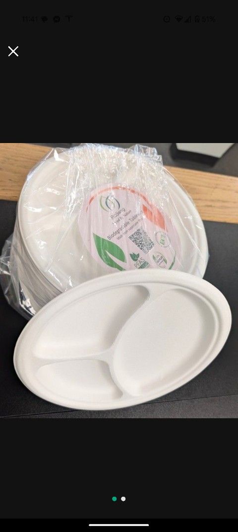 10 " 3 compartment Compostable Bagesse plates 500 count SPECIAL PICKUP PRICE $20