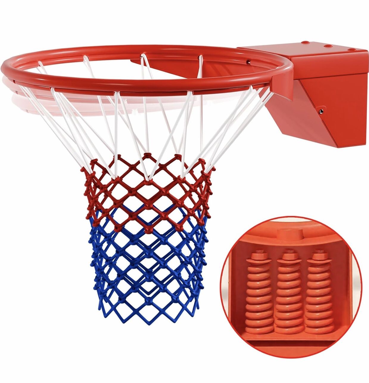 NEW! Basketball Rim, Heavy Duty Breakaway Basketball Rim Replacement - 18 Inch W/Net Standard Goal