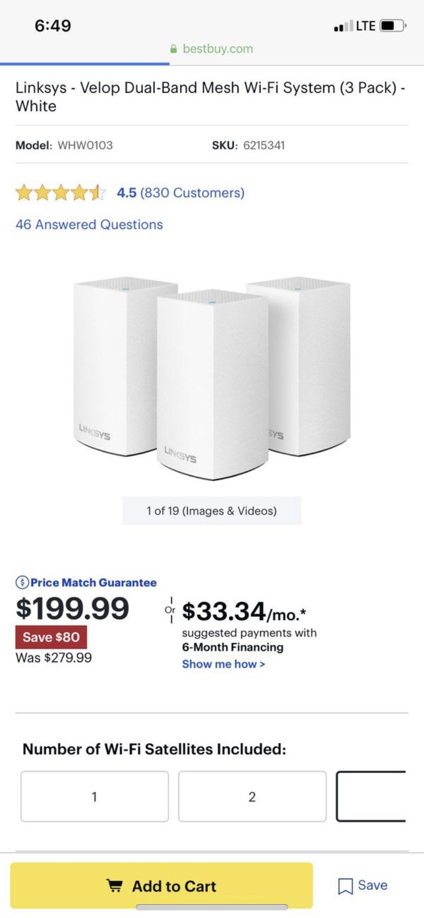 NEW Linksys Velop Wireless AC-3900 Dual Band Mesh WiFi router (3 pack