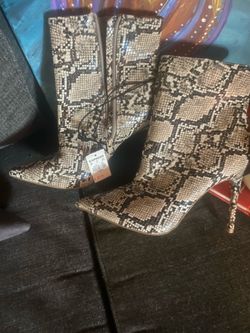 Express Snake Print Stiletto Ankle Boots