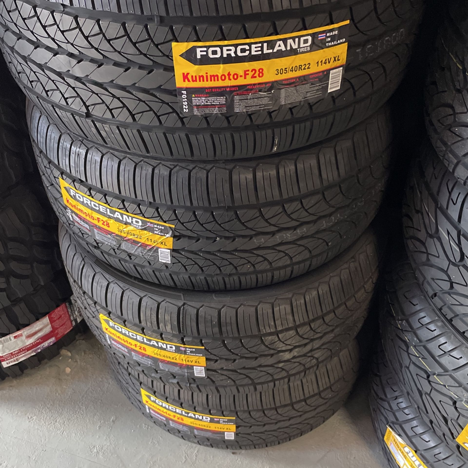 Selling 4 .. 305 40 R 22 Force All Season tire’s for $560 for the set installed and balanced All NEW tire’s come with a 1 year Road hazard warranty a