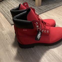 Red Timberland Boots Size 10.5