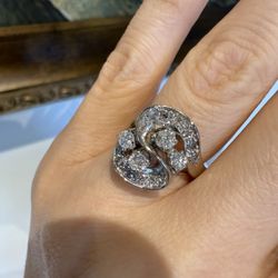 14K White Gold Natural Diamonds Gorgeous Cocktail Ring