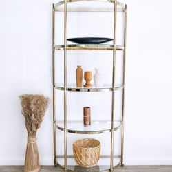 Mid Century Gold Bookcase/ Shelves 