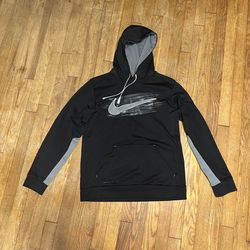 Nike Sportswear Men's Pullover Hoodie Sweater- Black Grey Therma Fit Medium