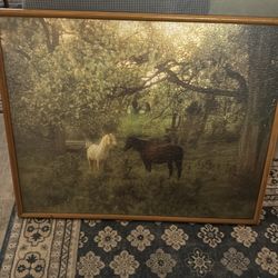 Horses in OAK frame