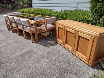 Modern Oak Dining Set & Credenza