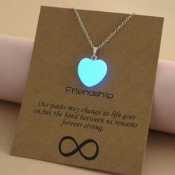 Glow In The Dark Heart Charm Necklace