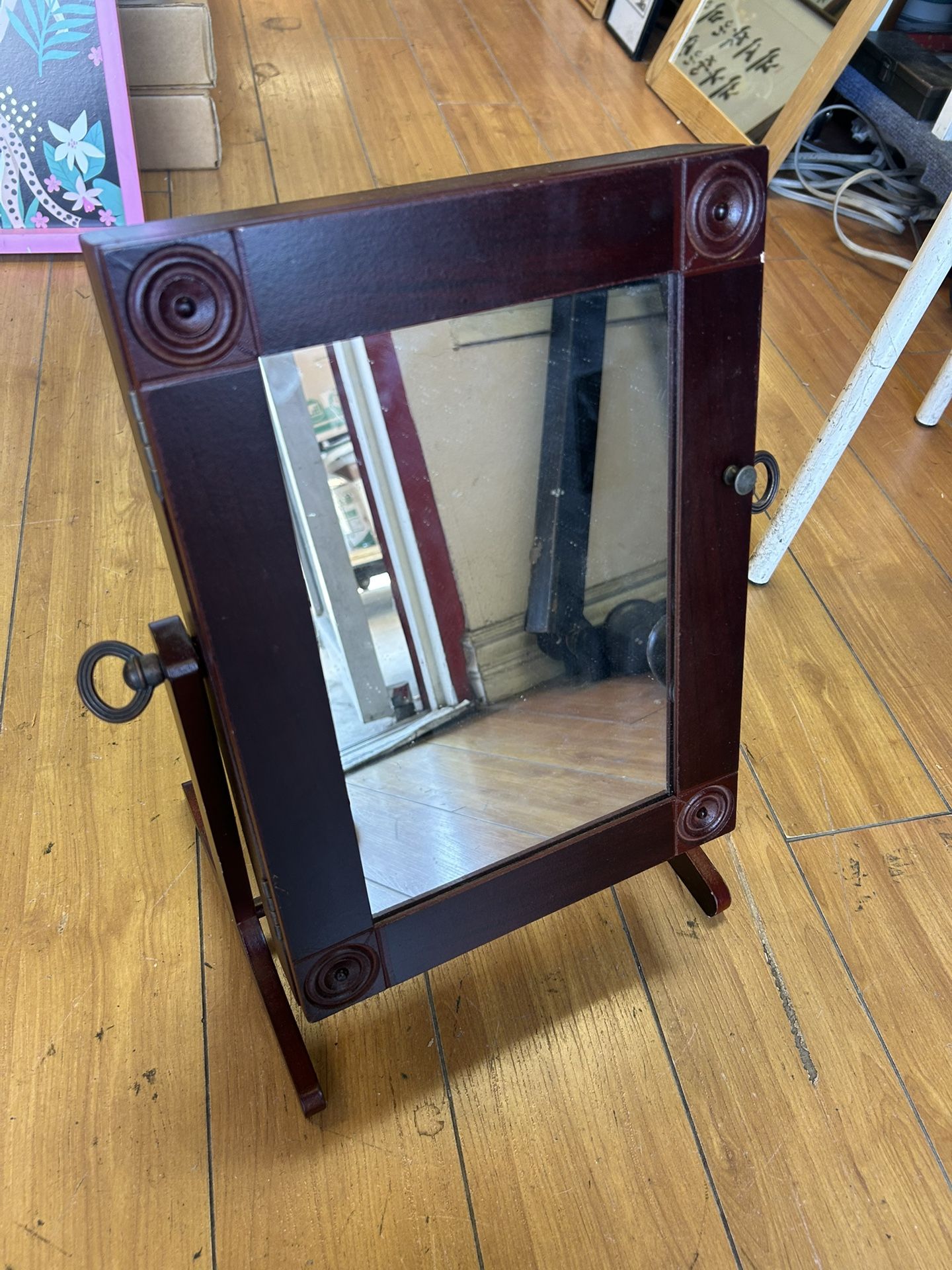 Vintage Antique Wooden Swing Dressing Table Mirror