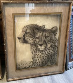 Large Painting Of Two Cheetahs