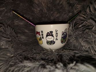 Nyaruto Ramen Bowl with chop sticks