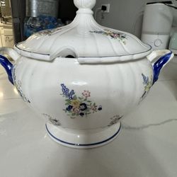 Vintage Floral Porcelain Tureen 
