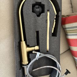 Champagne Gold Kitchen Faucet Brushed Gold Faucet with Pull Down Sprayer, Brass Kitchen Sink Faucet