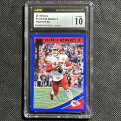 2018 Donruss Blue Press Proof Parallel Patrick Mahomes Cgc 10 GEM MINT