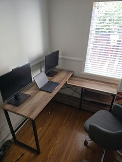 Wood 2 section corner desk